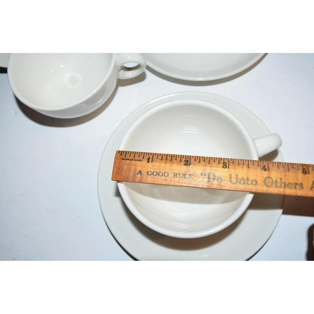 Russel‎ Wright Iroquois  China Set of 4 Cups & Saucers White USA